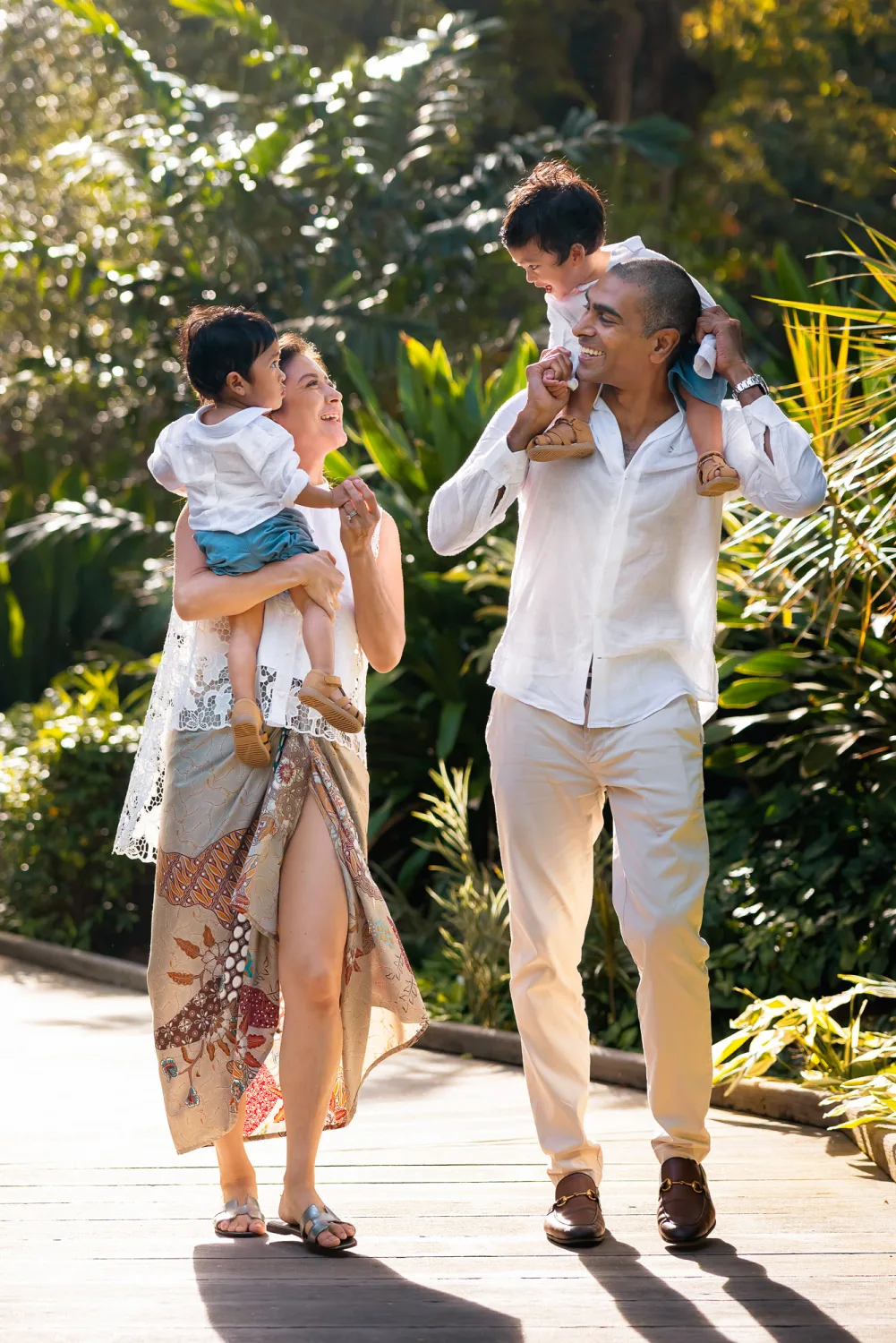 A quiet portrait of one of the twins during golden hour at Botanic Gardens