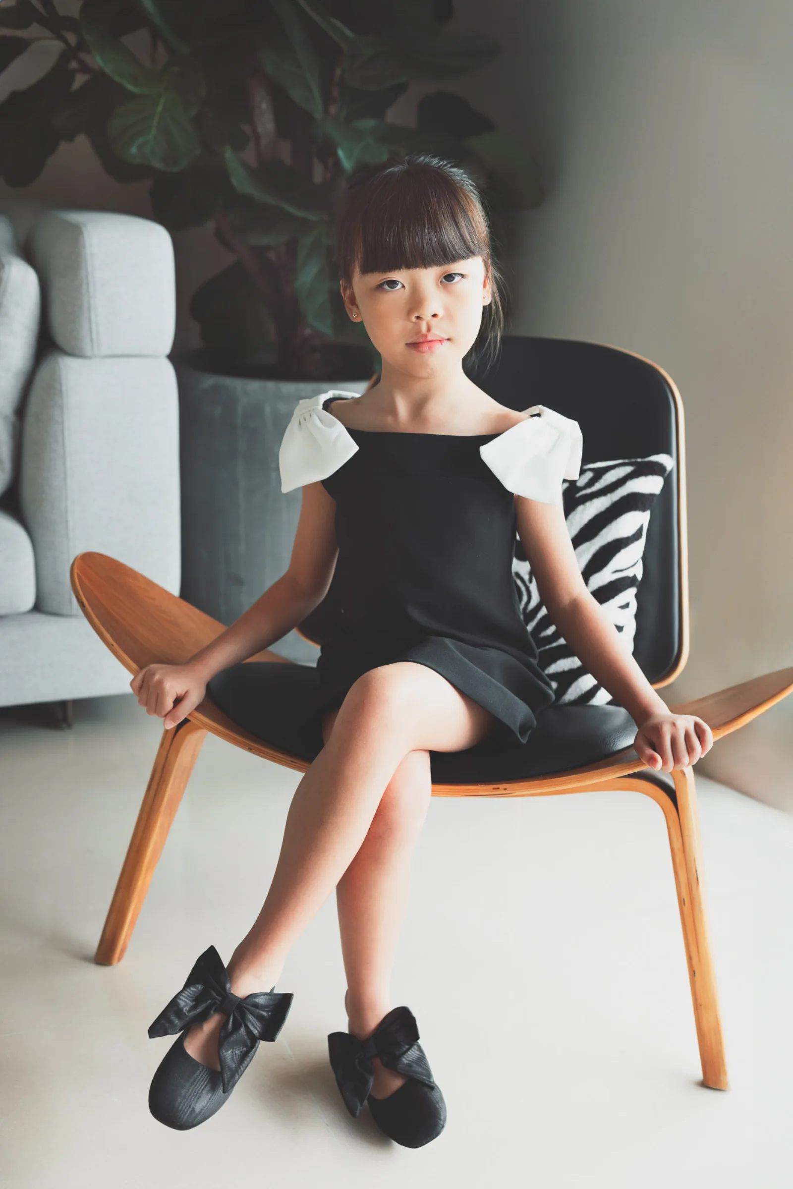 Daughter portrait during elegant indoor family photography session in Singapore