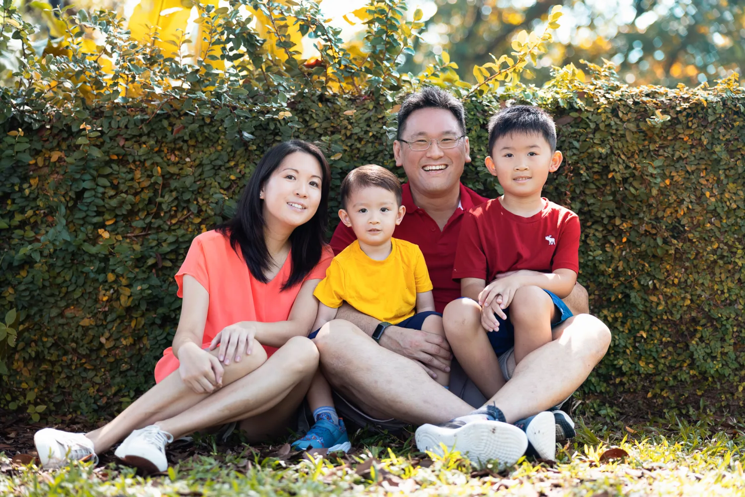 Hilda and Kevin with Tristan and Wesley in a final family portrait at Fort Canning