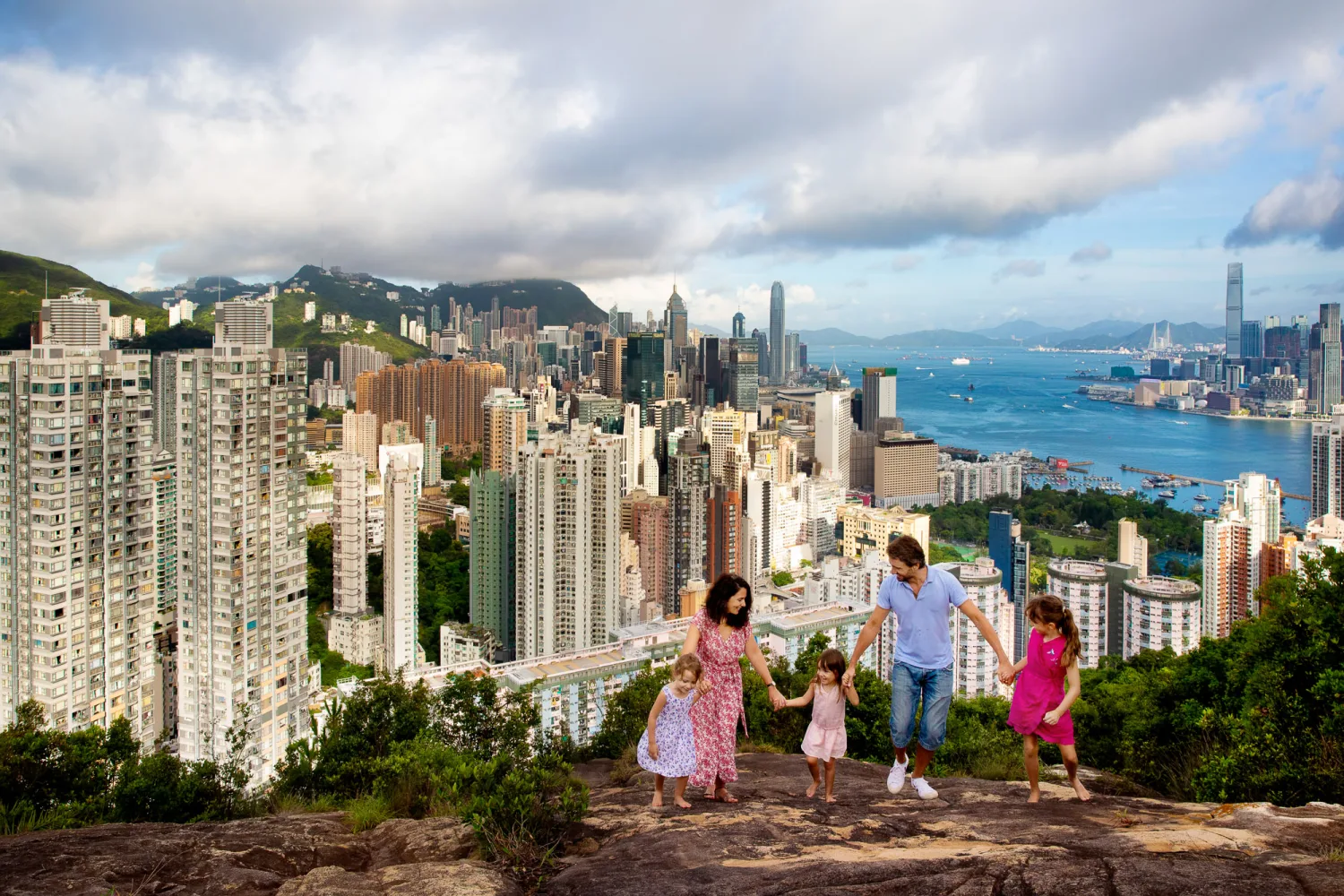 Laurence with one of the daughters during the family session at the secret Hong Kong location