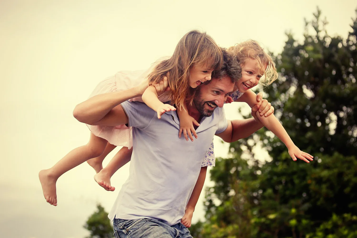 The sisters together with the hidden Hong Kong viewpoint behind them