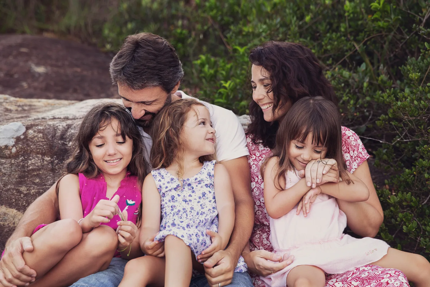 Laurence and Alex family hiking through the hidden Hong Kong trail with their three daughters