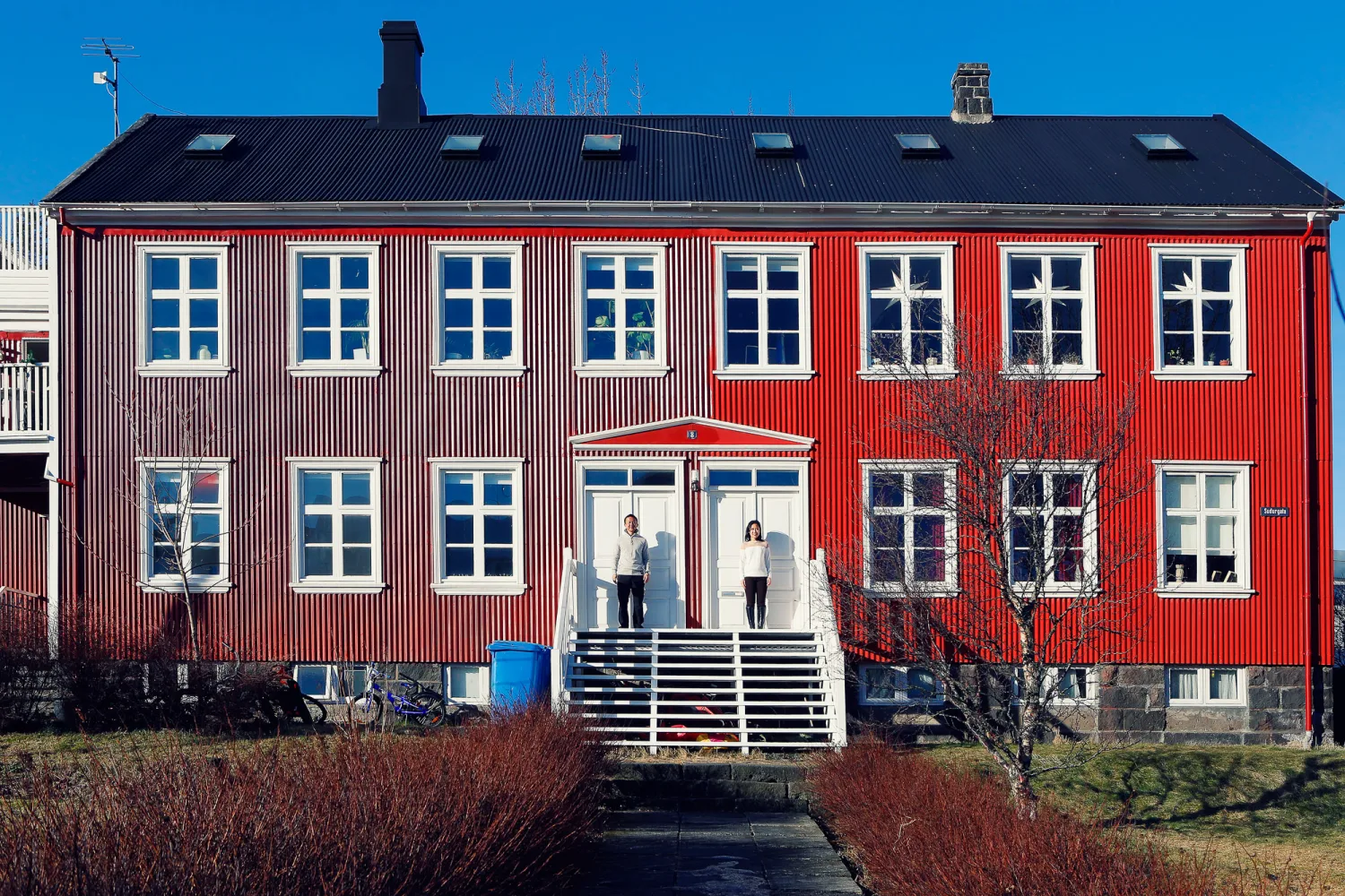 Desiree and Derek having coffee inside a Reykjavik bookshop cafe
