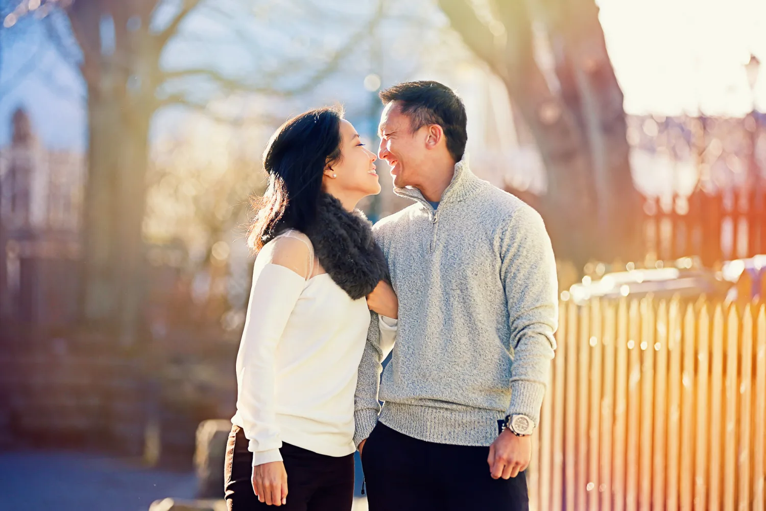 Desiree and Derek walking through Reykjavik during their Iceland engagement session
